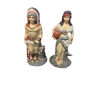 Vintage Southwestern Figurines Set 1993 Boho Rustic Decor Pair